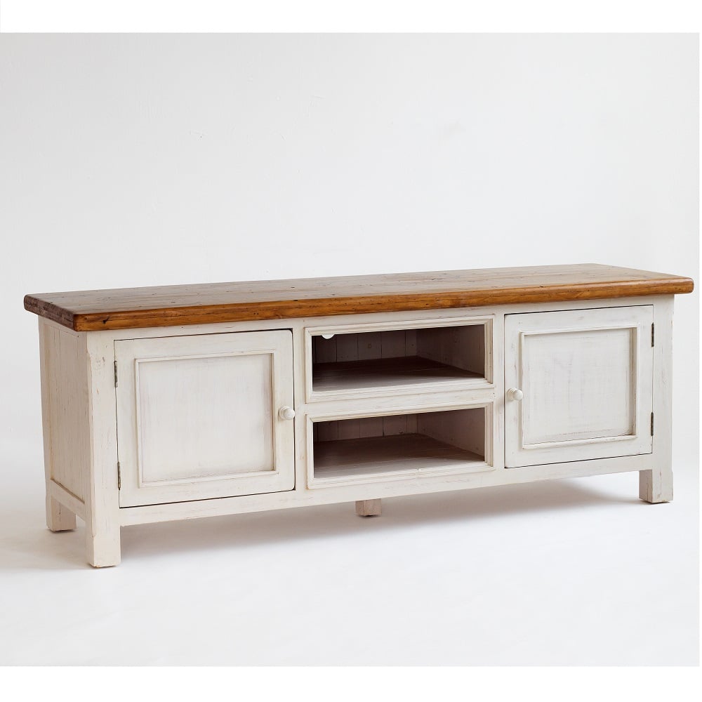 Boddem Tv Cabinet in White Pine 2 Doors And Shelf